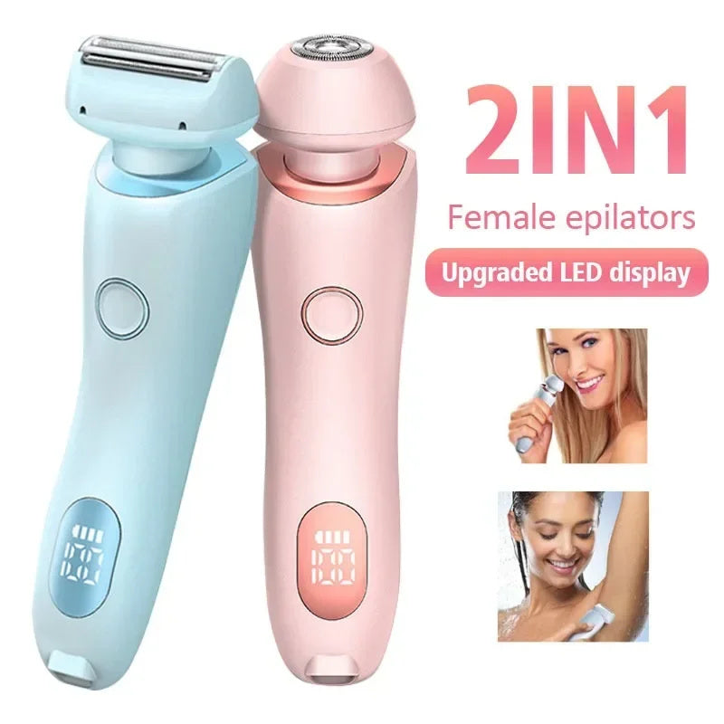 2 in 1 Haarentfernung Epilierer USB Wiederaufladbare Trimmer Frauen Körper Rasierapparat Gesicht Bein Achselhöhle Bikini Hand Schamhaarentferner